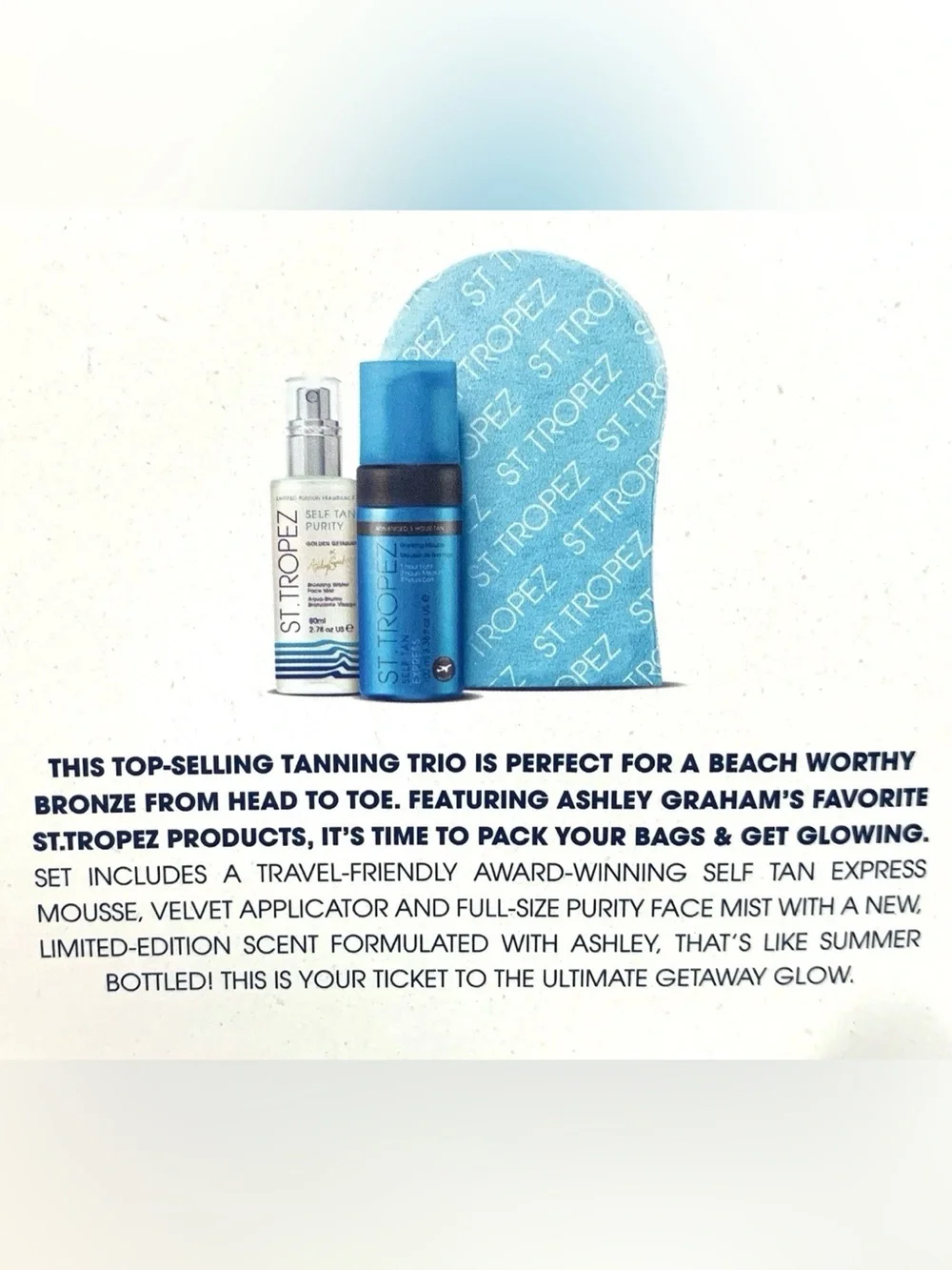 New & Sealed St. Tropez x Ashley Graham Golden Getaway Kit~3 Pc Self Tanner Set
